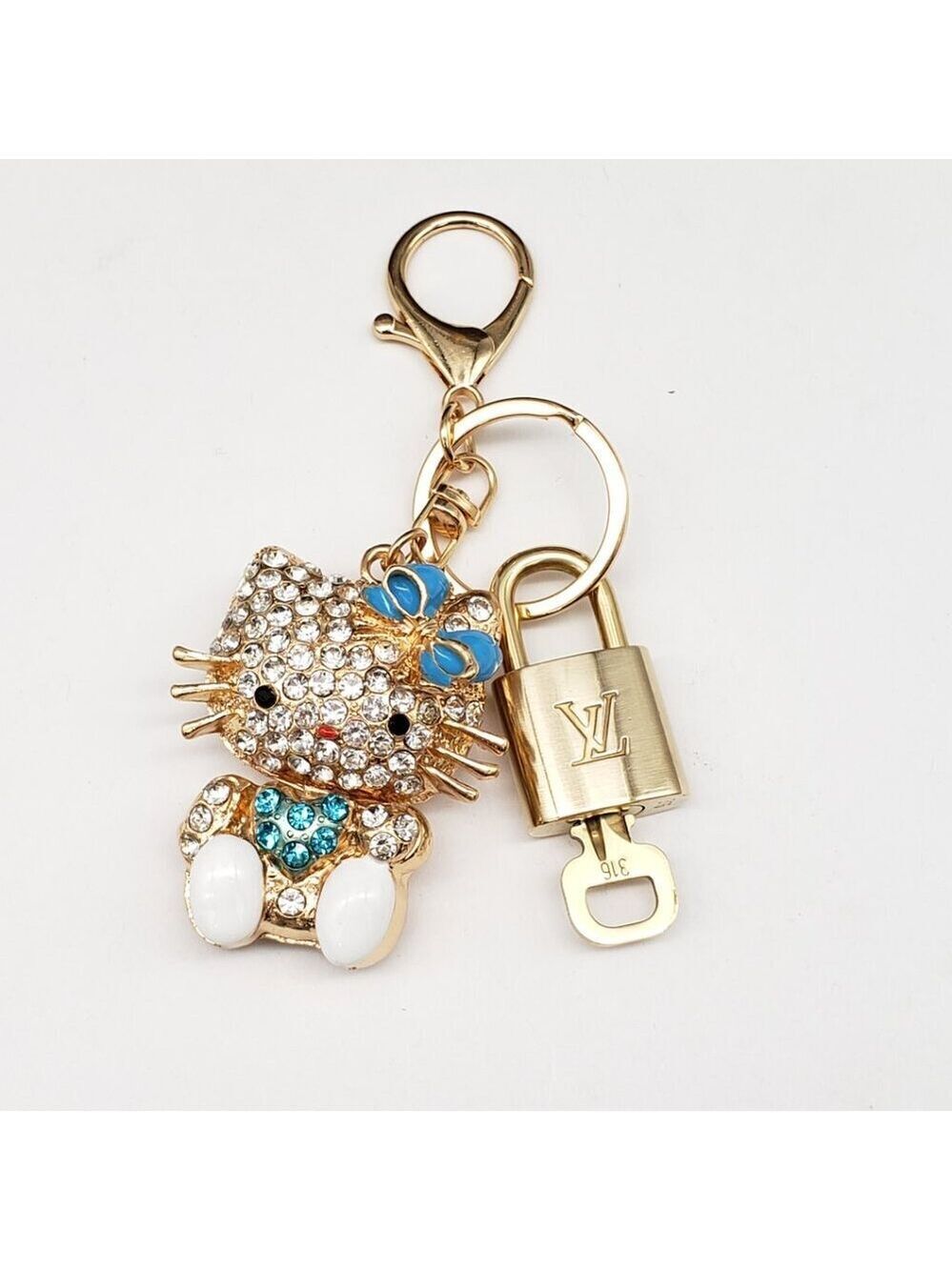 Louis Vuitton Gold Padlock Key Keychain Hello Kitty Charm - Picture 3 of 7